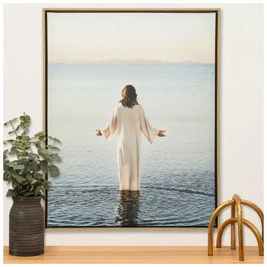Jesús caminando sobre el agua - Lienzo enmarcado para decoración de pared