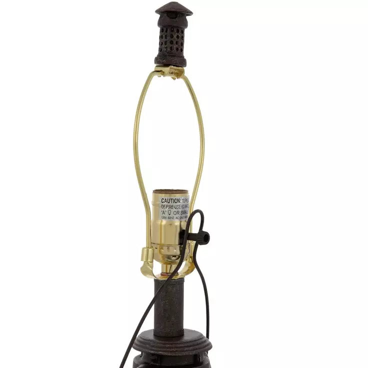 Lámpara de farol industrial antigua con pantalla de arpillera