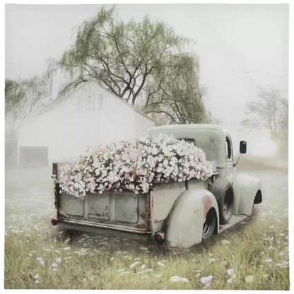 LIENZO DE PETUNIAS EN UN VIEJO CAMIÓN