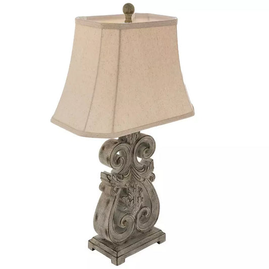 Lámpara de mesa vintage gris con volutas