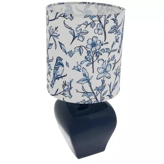 Lámpara de flores y pájaros azules