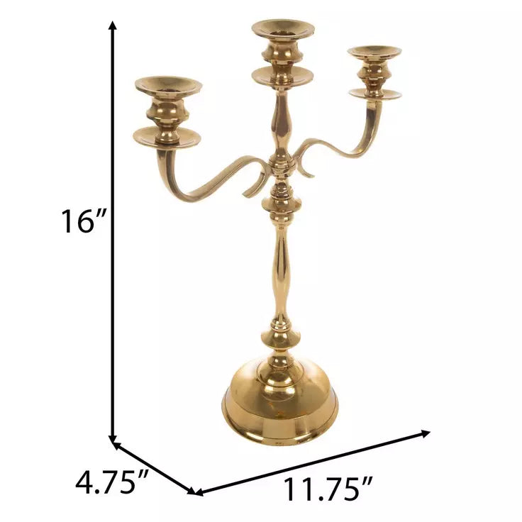 Candelabro de metal dorado