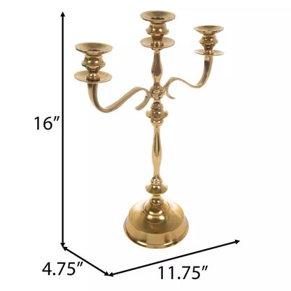 Candelabro de metal dorado