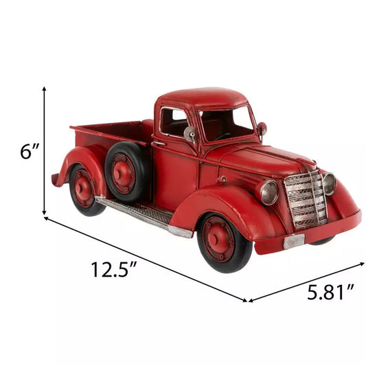 Decoración de camión de metal vintage rojo