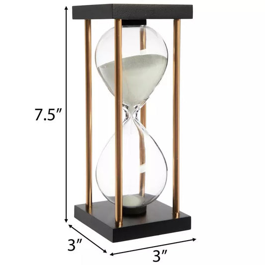 Reloj de arena con marco marrón y negro