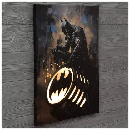 Decoración de pared en lienzo con LED de la batiseñal de Batman