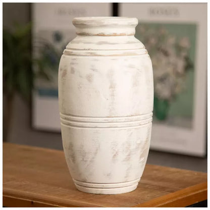 Jarrón tallado en madera de paulownia