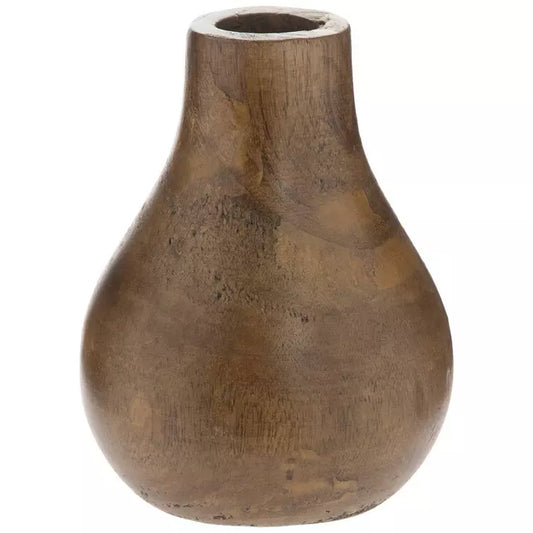 Jarrón de madera de paulownia con forma de lágrima