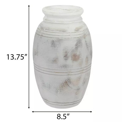 Jarrón tallado en madera de paulownia