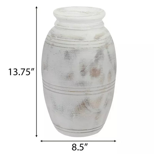 Jarrón tallado en madera de paulownia