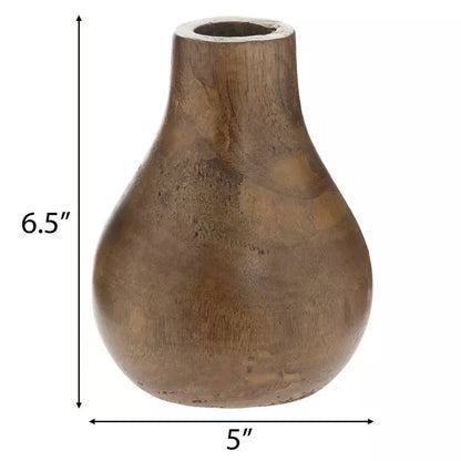 Jarrón de madera de paulownia con forma de lágrima