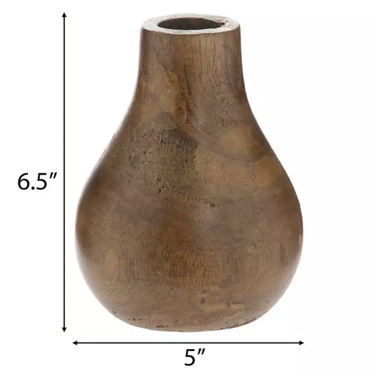 Jarrón de madera de paulownia con forma de lágrima