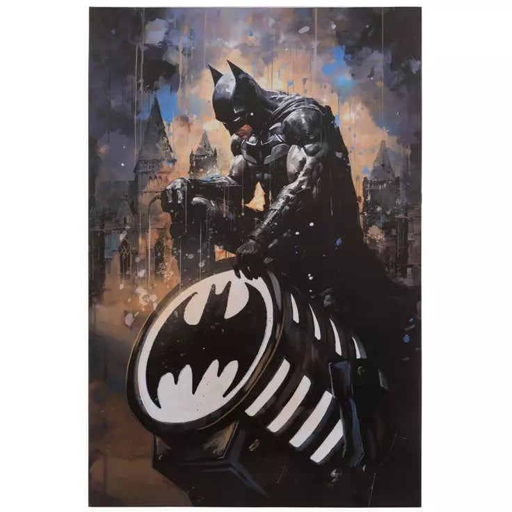 Decoración de pared en lienzo con LED de la batiseñal de Batman