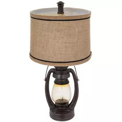 Lámpara de farol industrial antigua con pantalla de arpillera