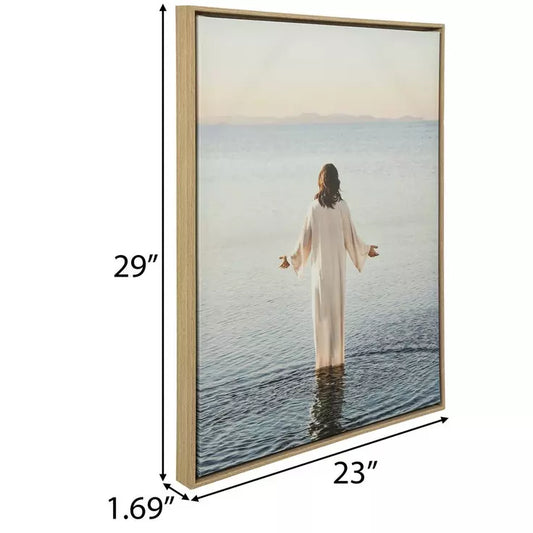 Jesús caminando sobre el agua - Lienzo enmarcado para decoración de pared