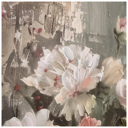 Decoración de pared en lienzo con ramo de pintura desgastada